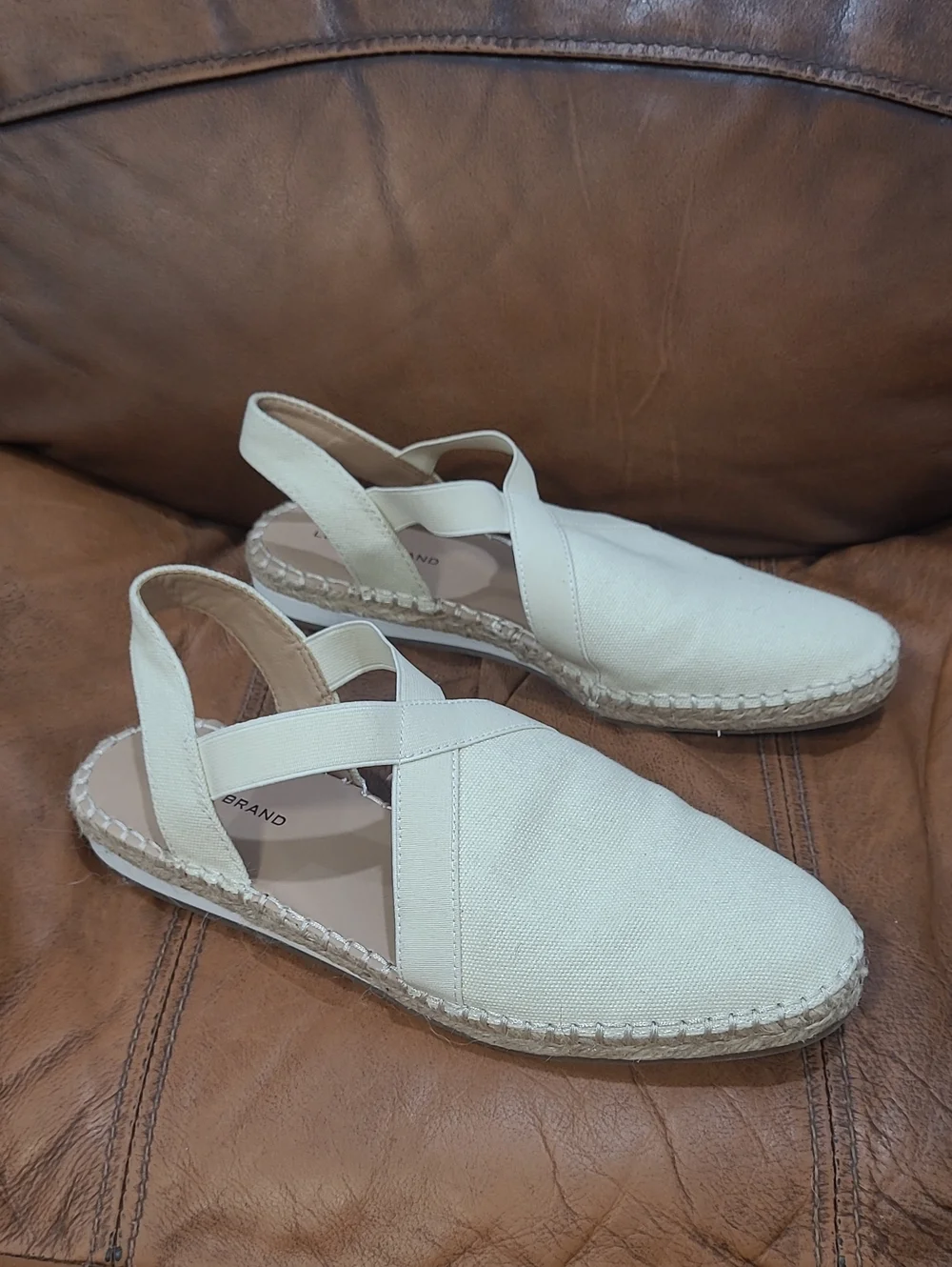 Lucky Brand Cream Cross-Strap Espadrille Slingback Flats
